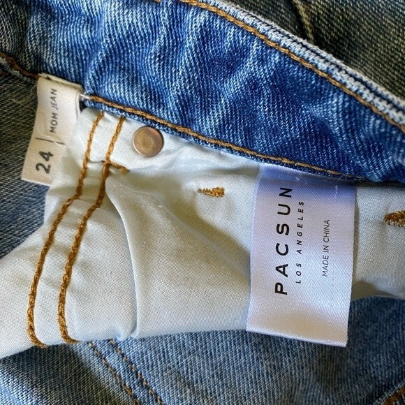 PacSun Distressed Mom Jeans Women's Size 24 Blue Ripped High Waist Grunge Y2K - Picture 13 of 15